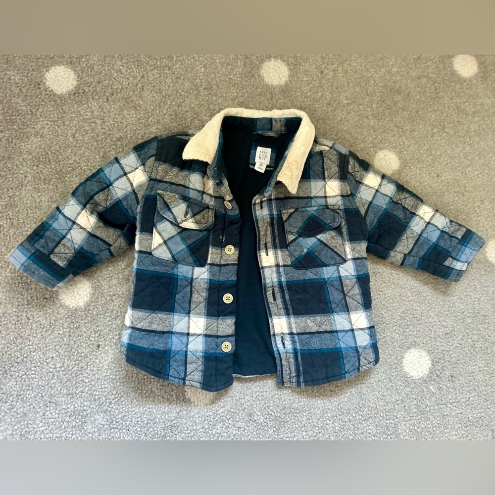 Baby GAP Blue and Gray Plaid Jacket